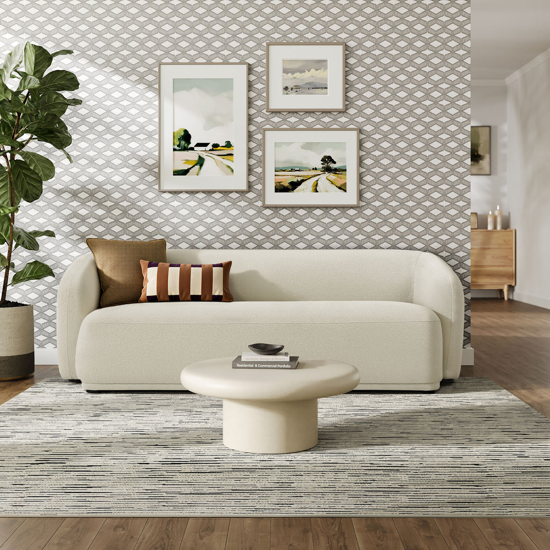 Monica 88 Inch Boucle Fabric Sofa in Cream