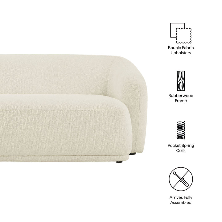Monica 88 Inch Boucle Fabric Sofa in Cream