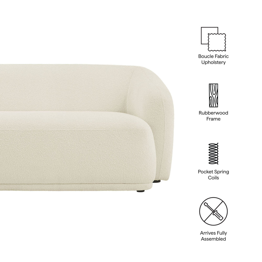 Monica 88 Inch Boucle Fabric Sofa in Cream