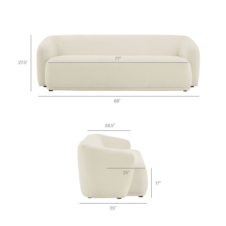 Monica 88 Inch Boucle Fabric Sofa in Cream
