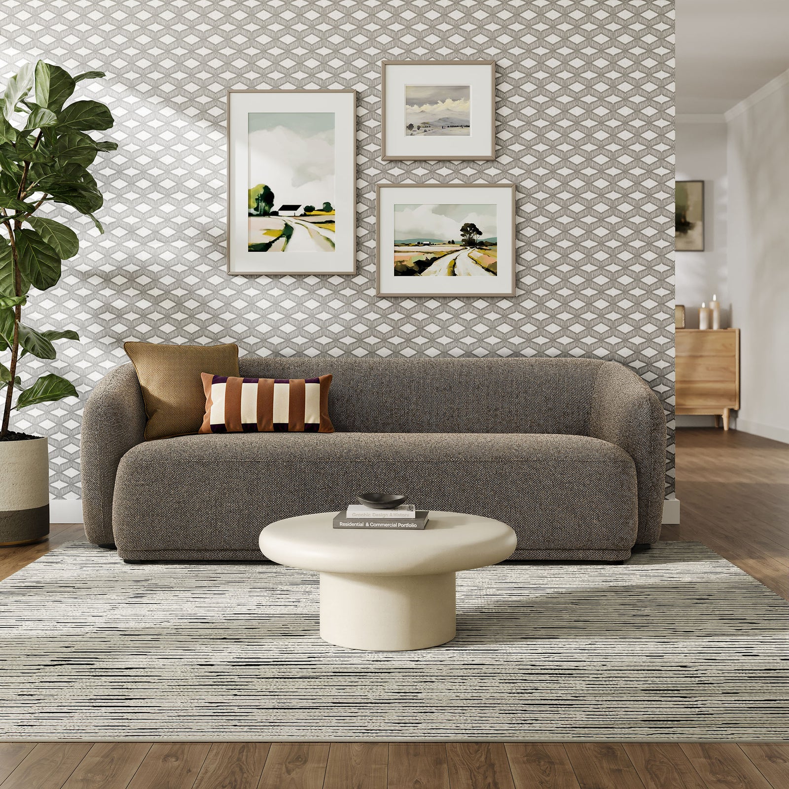 Monica 88 Inch Boucle Fabric Sofa in Earth