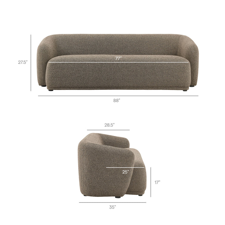 Monica 88 Inch Boucle Fabric Sofa in Earth