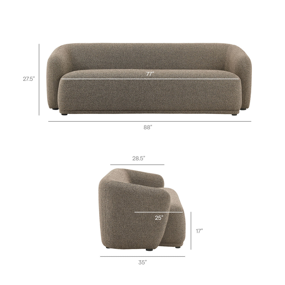 Monica 88 Inch Boucle Fabric Sofa in Earth