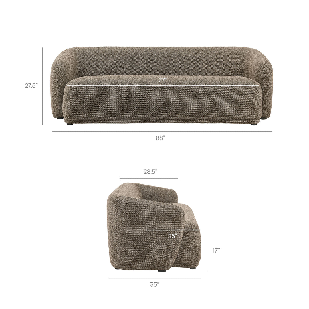 Monica 88 Inch Boucle Fabric Sofa in Earth