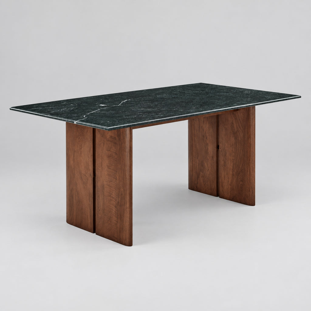 Amistad 72 Inch Marble Dining Table in Walnut Green Marble