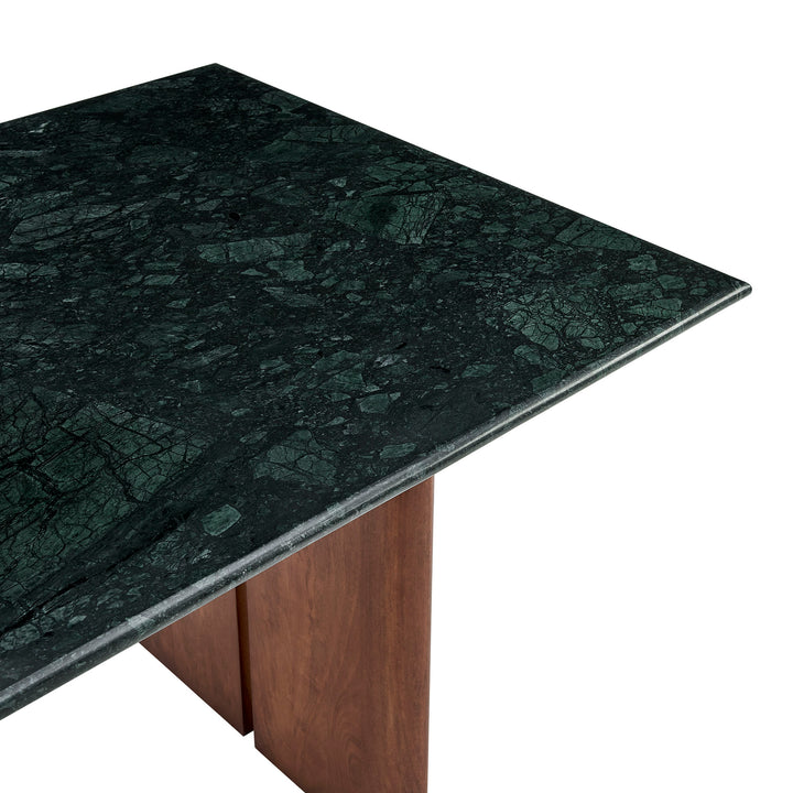Amistad 72 Inch Marble Dining Table in Walnut Green Marble
