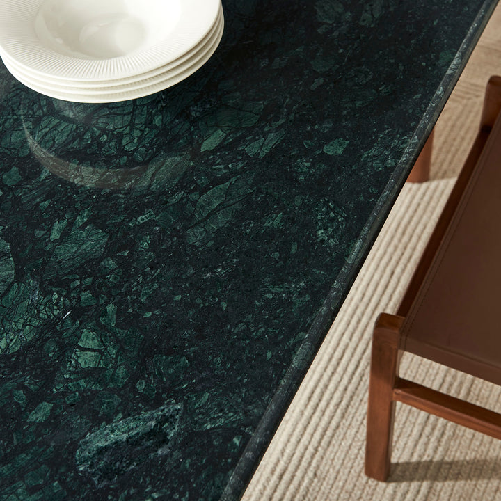 Amistad 72 Inch Marble Dining Table in Walnut Green Marble