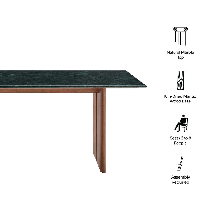 Amistad 72 Inch Marble Dining Table in Walnut Green Marble