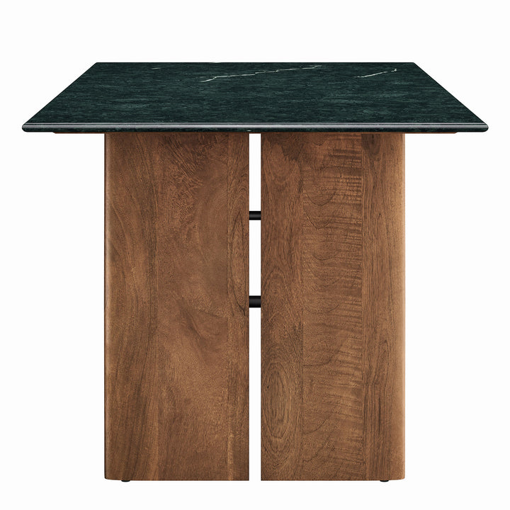 Amistad 86 Inch Marble Dining Table in Walnut Green Marble