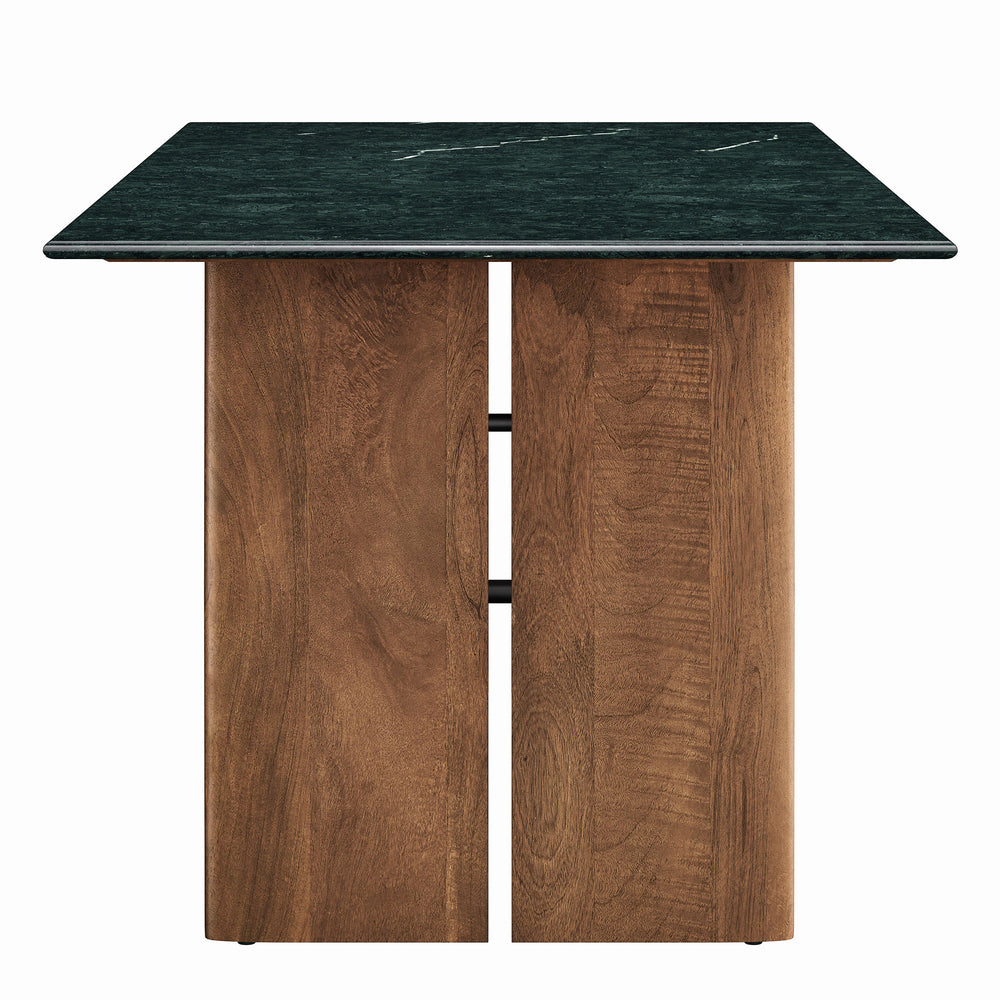 Amistad 86 Inch Marble Dining Table in Walnut Green Marble