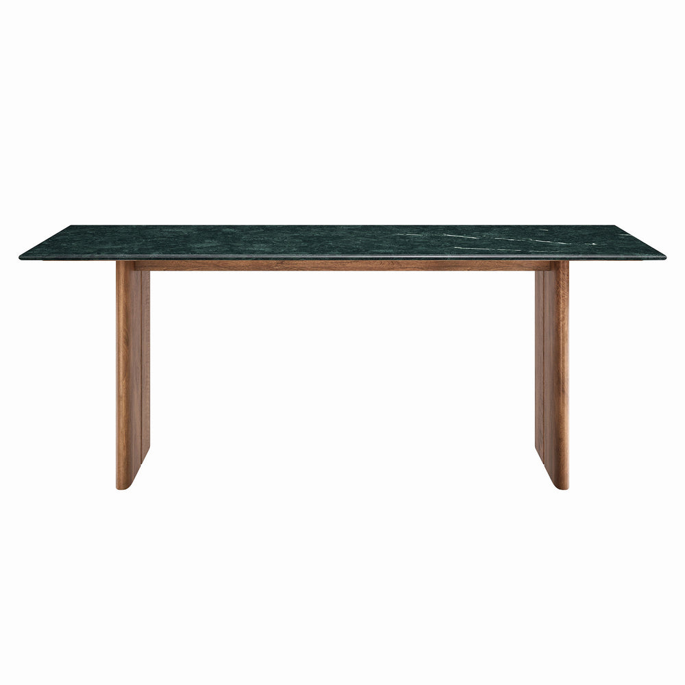 Amistad 86 Inch Marble Dining Table in Walnut Green Marble