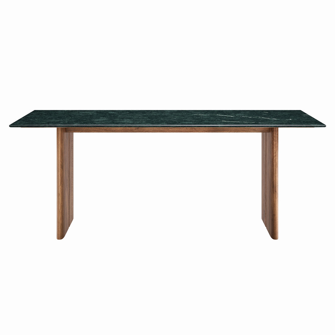 Amistad 86 Inch Marble Dining Table in Walnut Green Marble