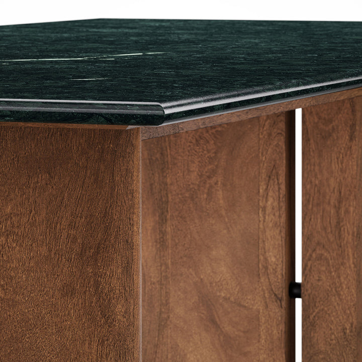 Amistad 86 Inch Marble Dining Table in Walnut Green Marble