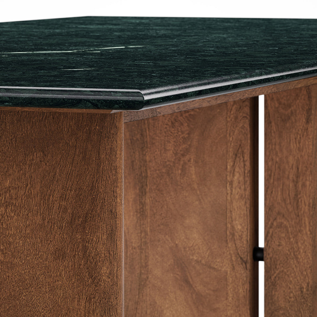 Amistad 86 Inch Marble Dining Table in Walnut Green Marble