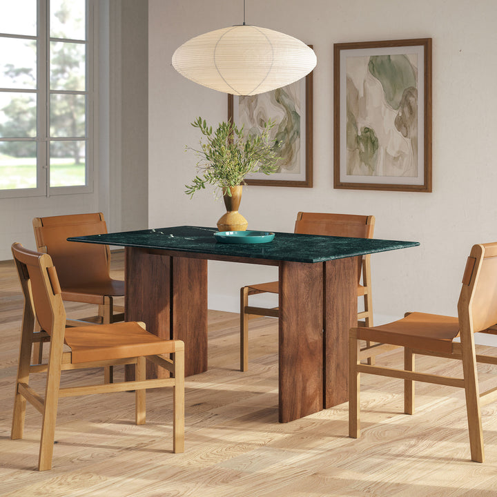 Amistad 60 Inch Marble Dining Table in Walnut Green Marble
