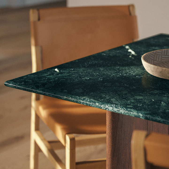 Amistad 60 Inch Marble Dining Table in Walnut Green Marble
