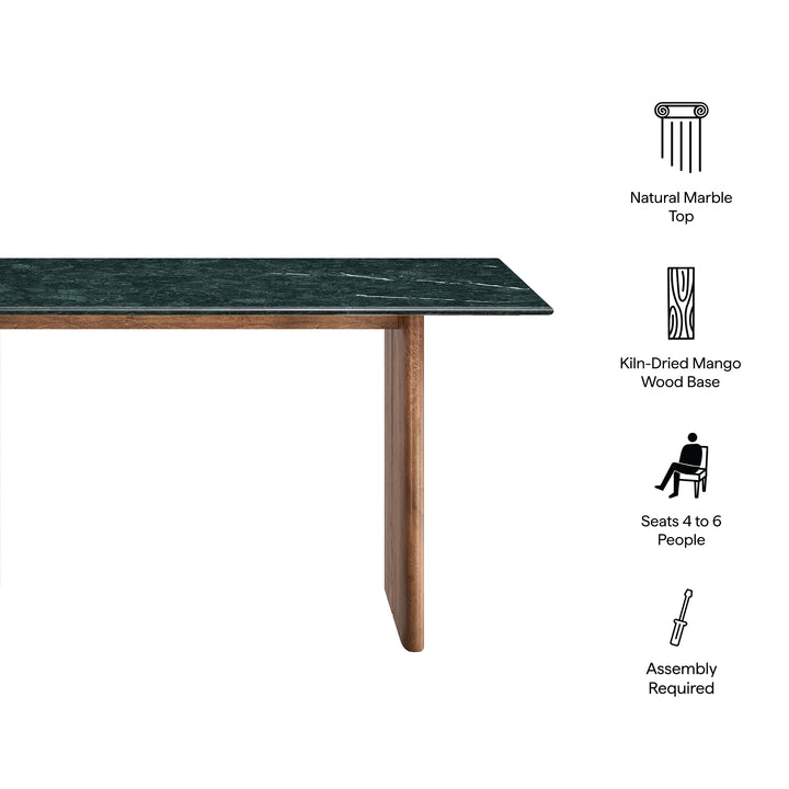 Amistad 60 Inch Marble Dining Table in Walnut Green Marble