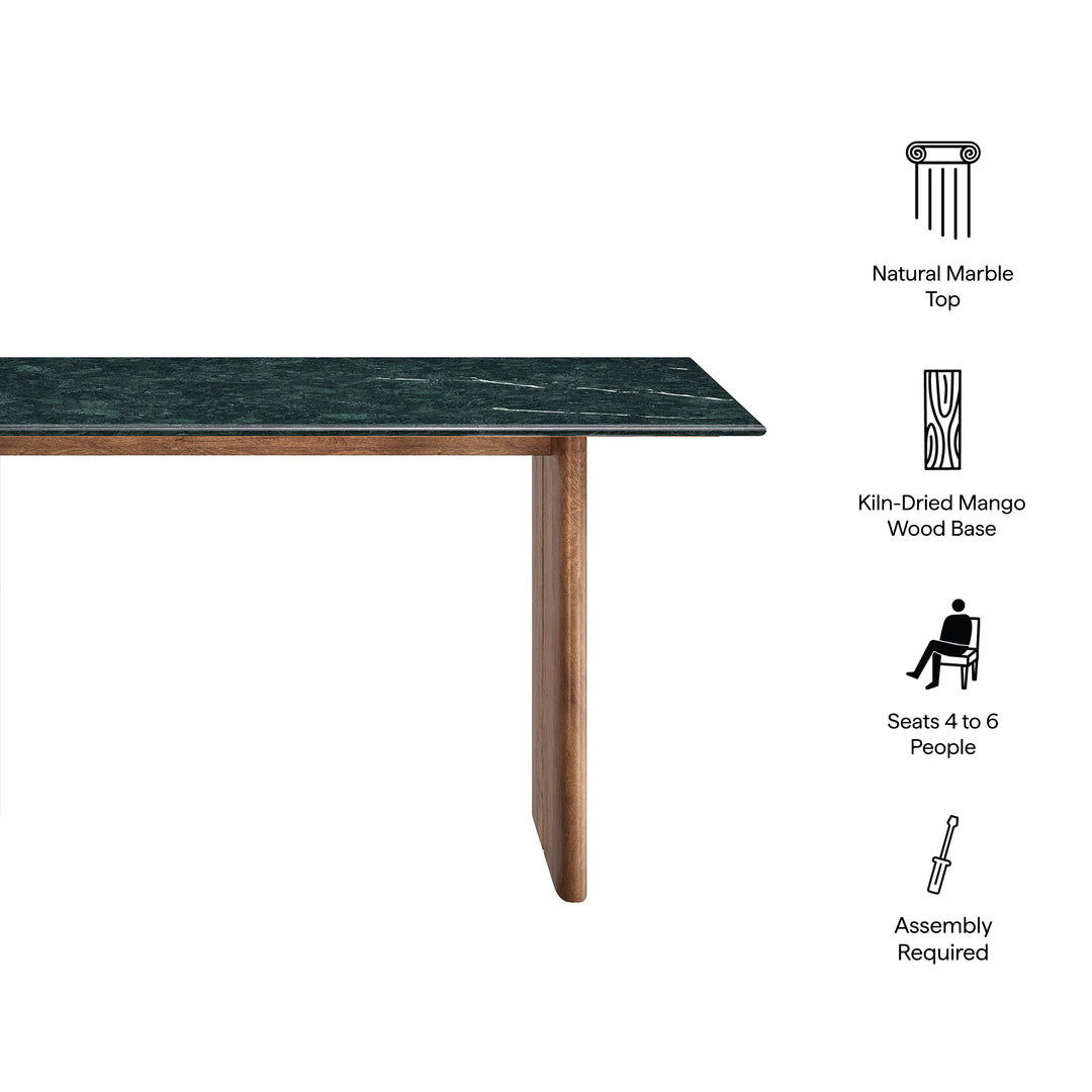 Amistad 60 Inch Marble Dining Table in Walnut Green Marble
