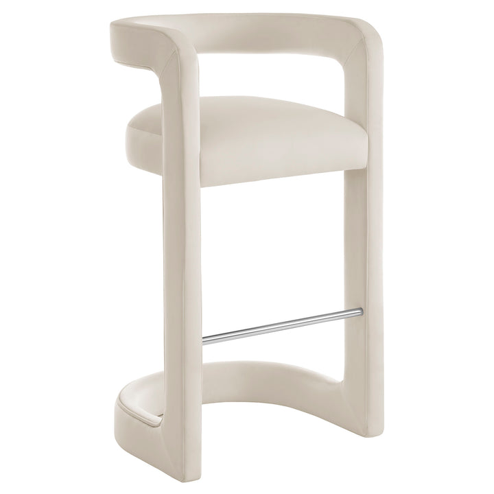 Winslow Performance Velvet Bar Stool Set of 2 in Alabaster