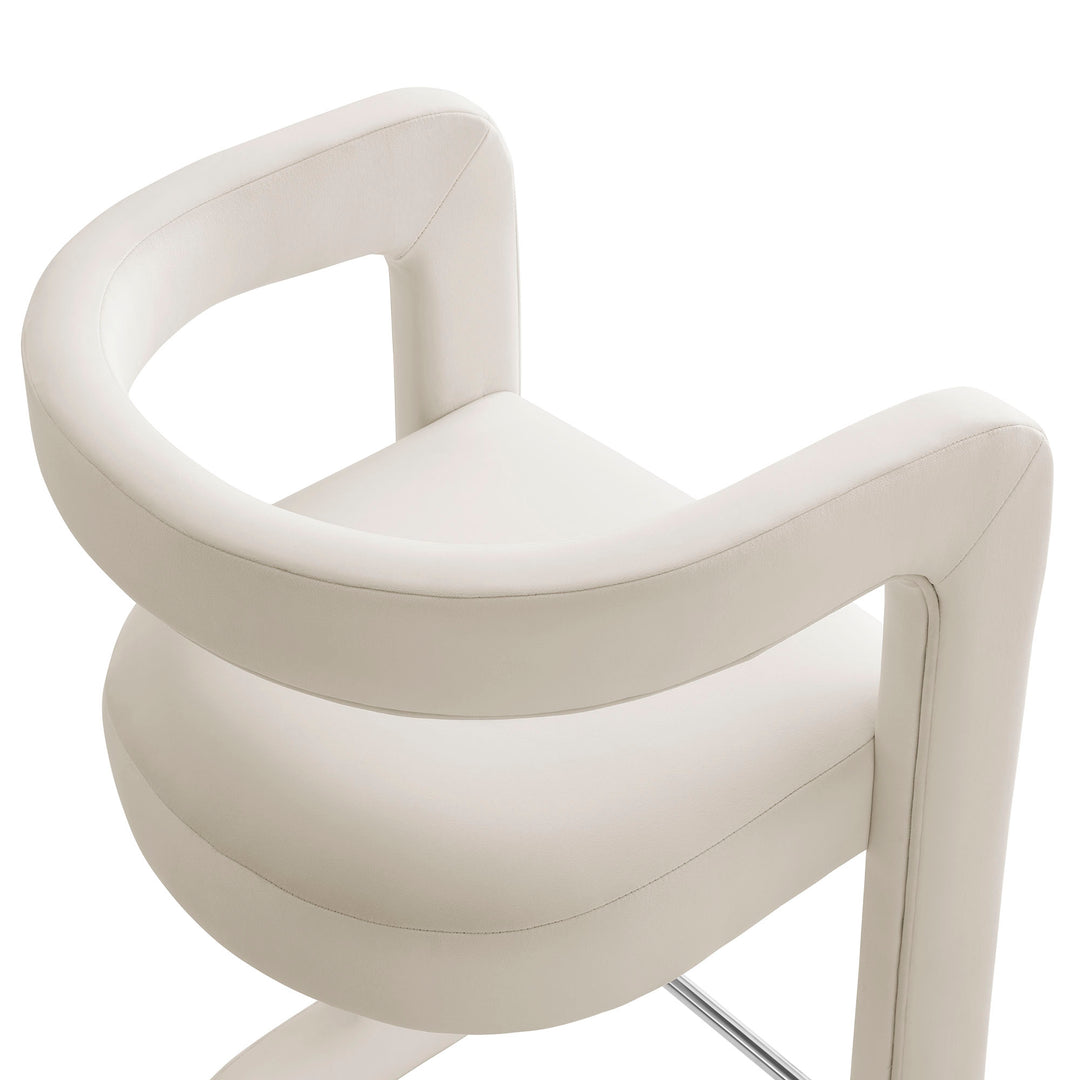 Winslow Performance Velvet Bar Stool Set of 2 in Alabaster