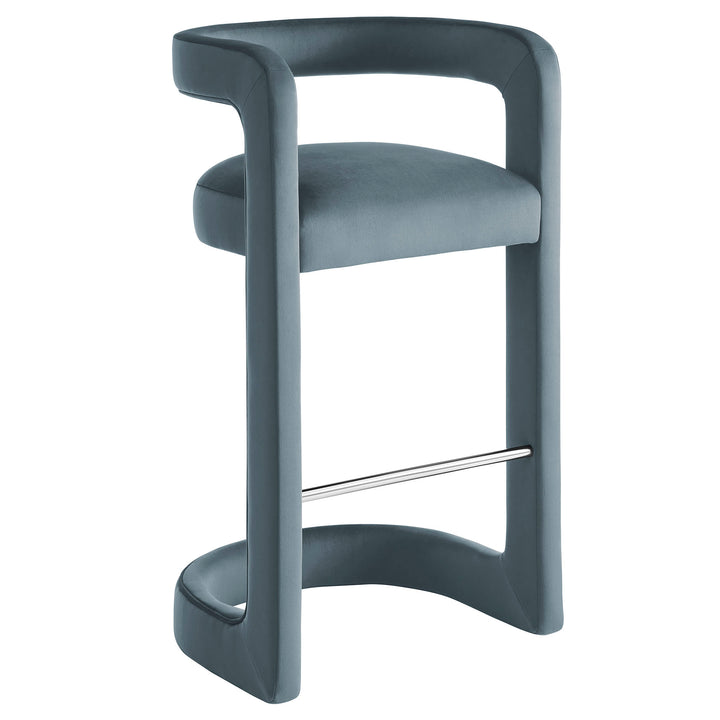 Winslow Performance Velvet Bar Stool Set of 2 in Cadet Blue
