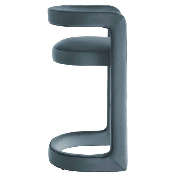 Winslow Performance Velvet Bar Stool Set of 2 in Cadet Blue