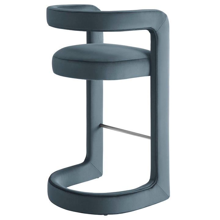 Winslow Performance Velvet Bar Stool Set of 2 in Cadet Blue
