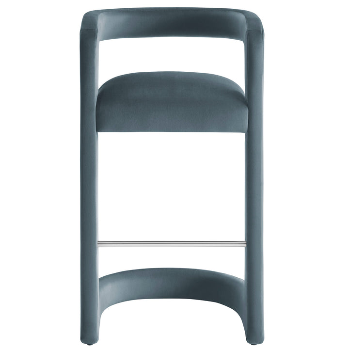 Winslow Performance Velvet Bar Stool Set of 2 in Cadet Blue