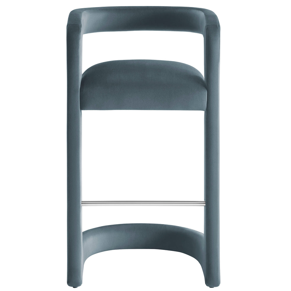 Winslow Performance Velvet Bar Stool Set of 2 in Cadet Blue