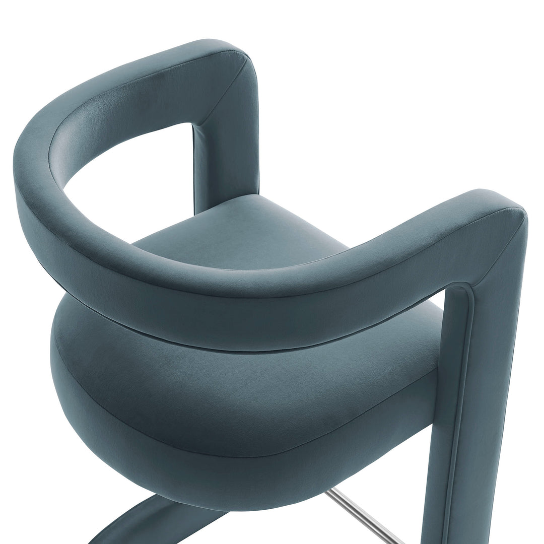 Winslow Performance Velvet Bar Stool Set of 2 in Cadet Blue