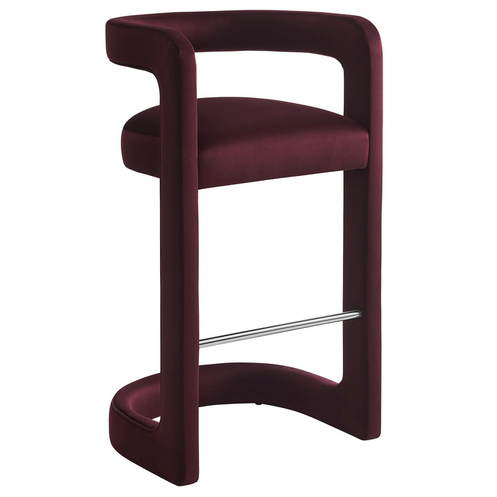 Winslow Performance Velvet Bar Stool Set of 2 in Mulberry