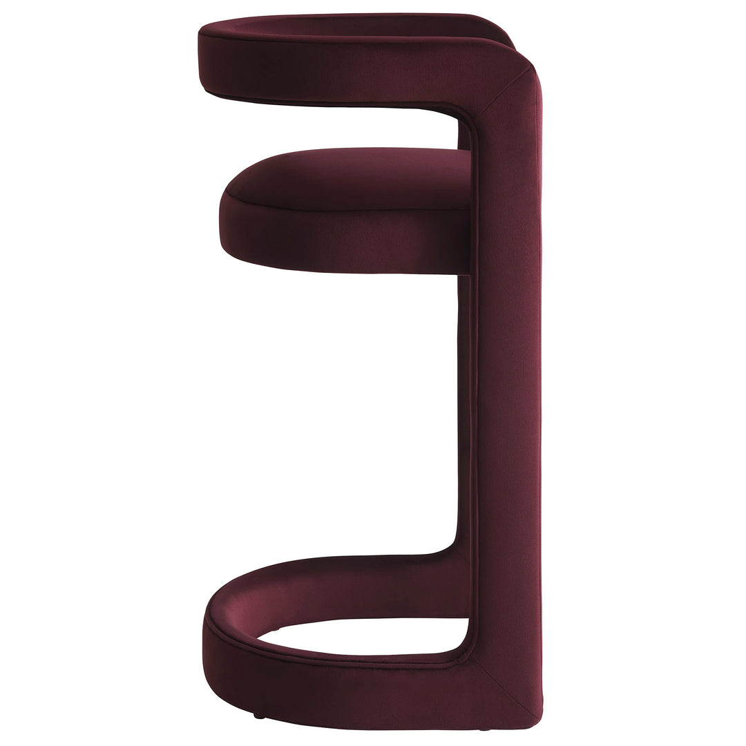 Winslow Performance Velvet Bar Stool Set of 2 in Mulberry