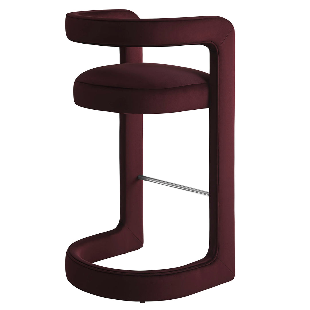 Winslow Performance Velvet Bar Stool Set of 2 in Mulberry