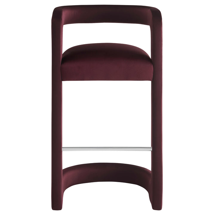 Winslow Performance Velvet Bar Stool Set of 2 in Mulberry