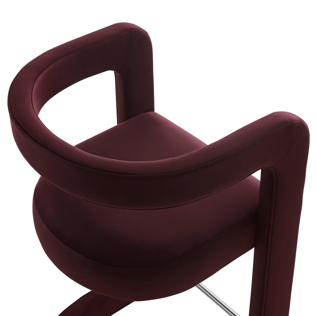 Winslow Performance Velvet Bar Stool Set of 2 in Mulberry