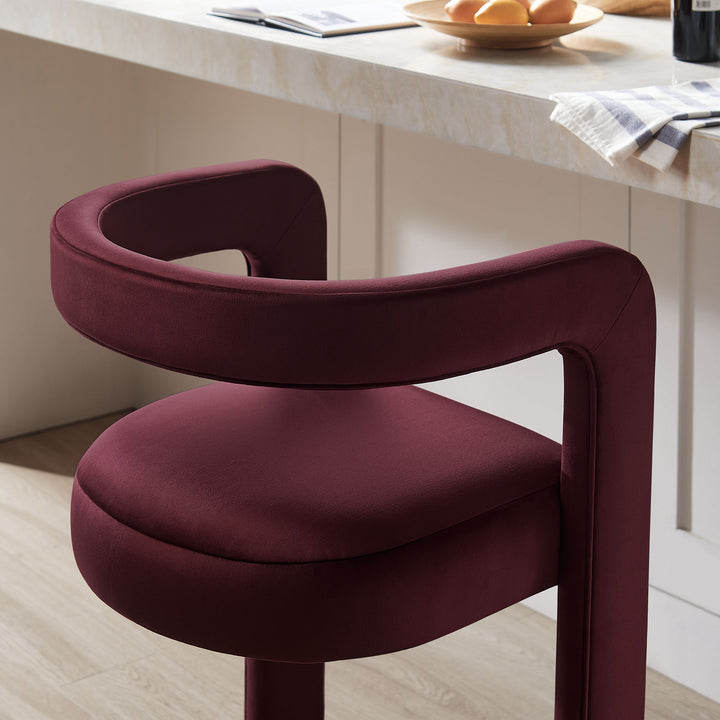 Winslow Performance Velvet Bar Stool Set of 2 in Mulberry