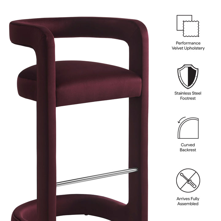 Winslow Performance Velvet Bar Stool Set of 2 in Mulberry