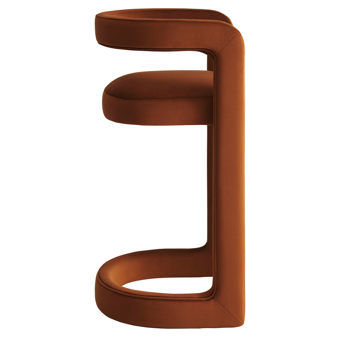 Winslow Performance Velvet Bar Stool Set of 2 in Rust