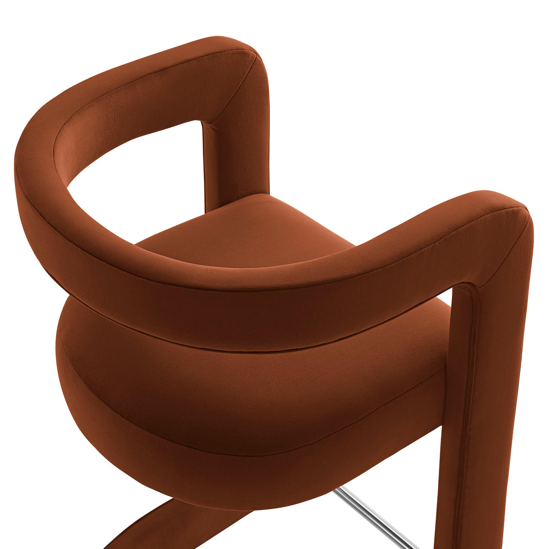 Winslow Performance Velvet Bar Stool Set of 2 in Rust