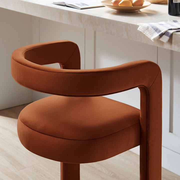 Winslow Performance Velvet Bar Stool Set of 2 in Rust