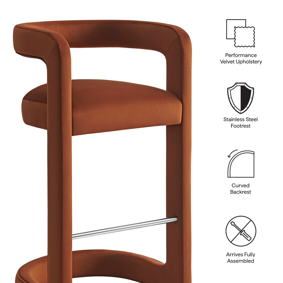 Winslow Performance Velvet Bar Stool Set of 2 in Rust