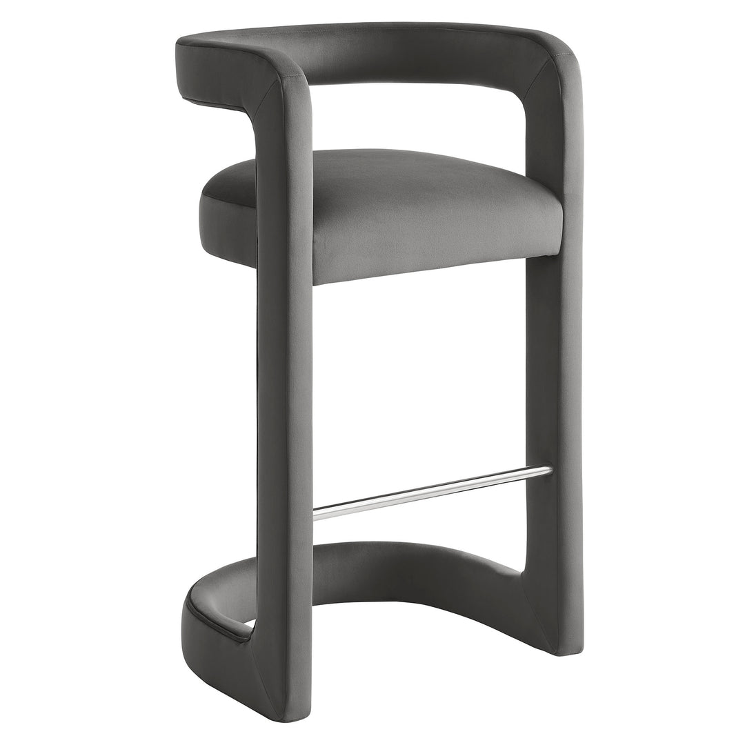 Winslow Performance Velvet Bar Stool Set of 2 in Storm Gray