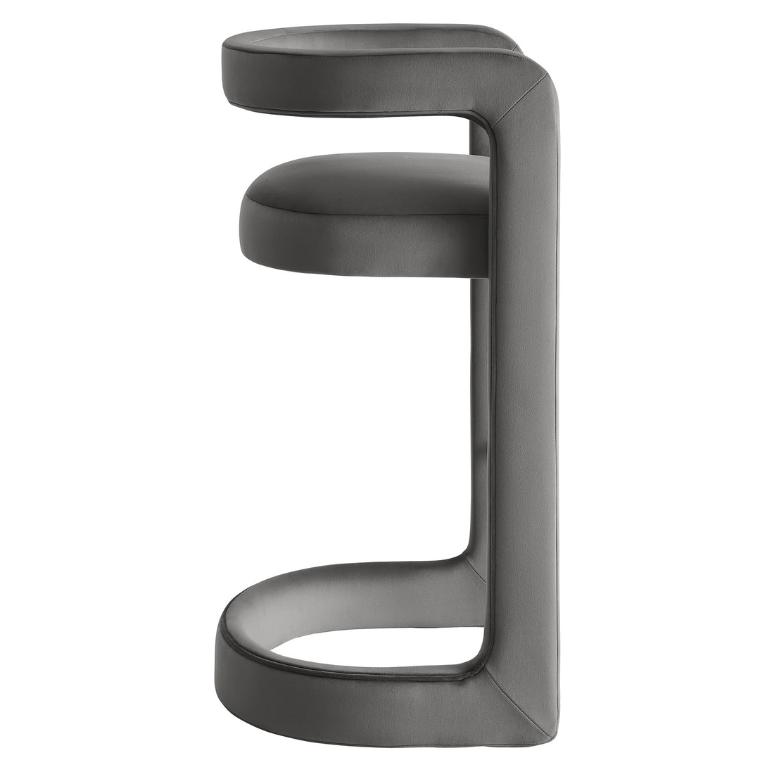 Winslow Performance Velvet Bar Stool Set of 2 in Storm Gray