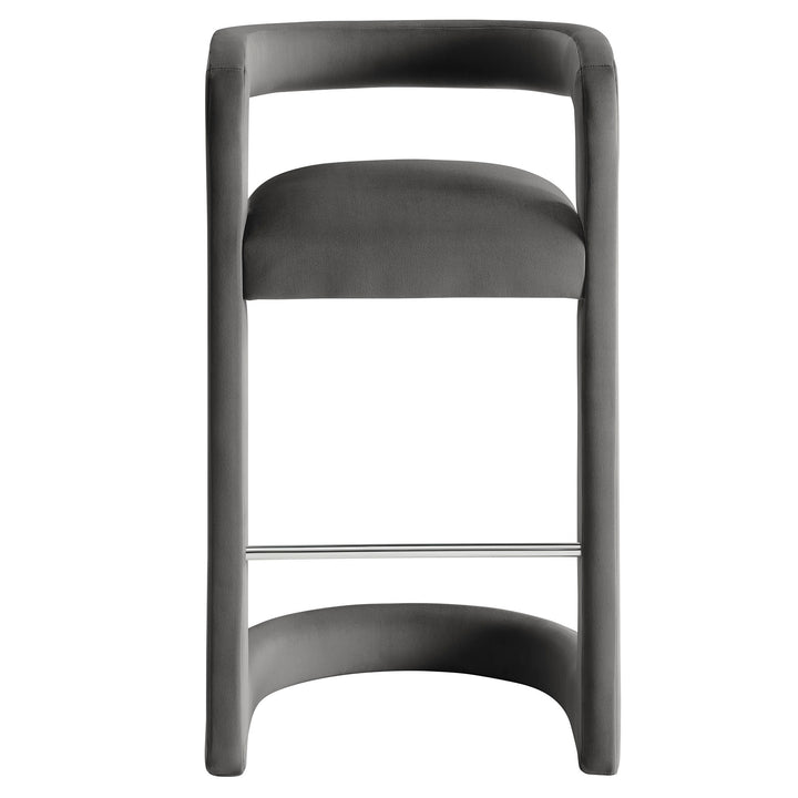 Winslow Performance Velvet Bar Stool Set of 2 in Storm Gray