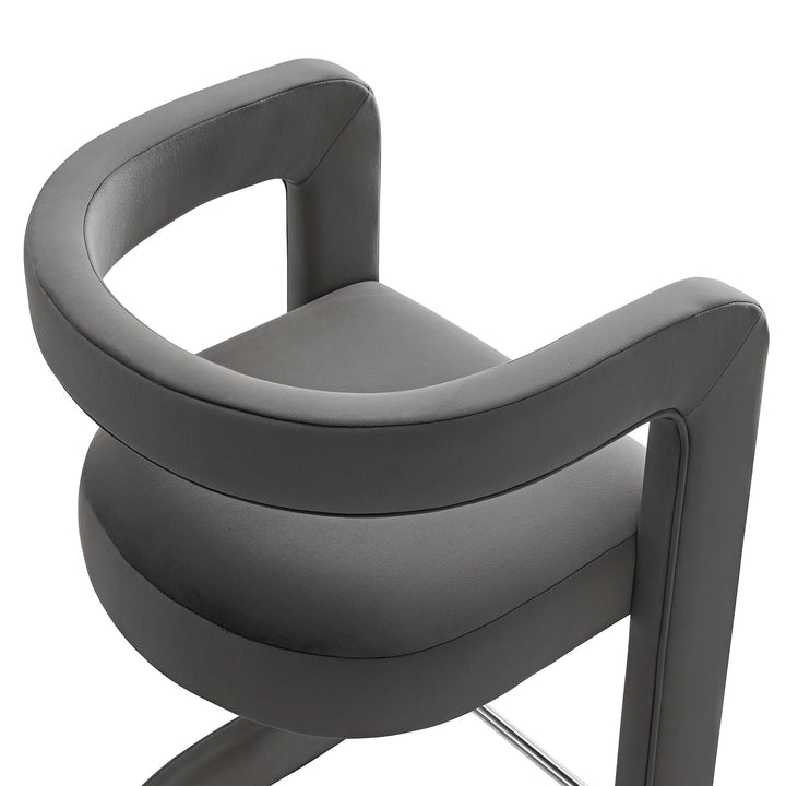 Winslow Performance Velvet Bar Stool Set of 2 in Storm Gray
