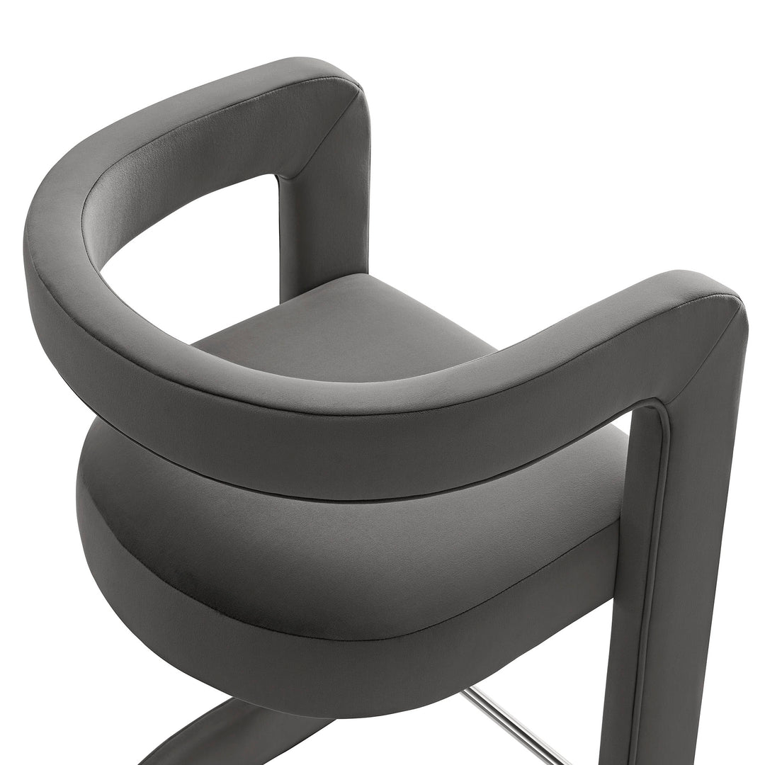 Winslow Performance Velvet Bar Stool Set of 2 in Storm Gray
