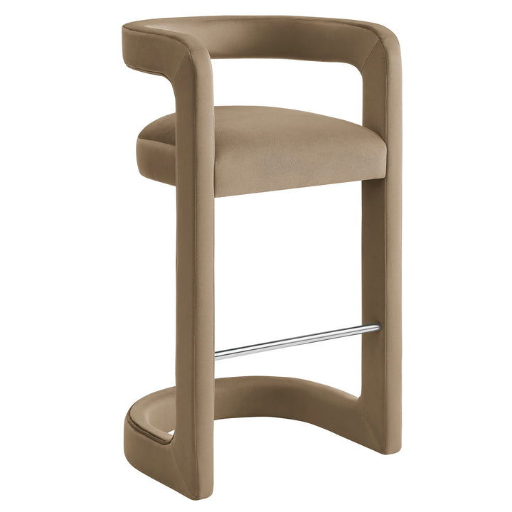 Winslow Performance Velvet Bar Stool Set of 2 in Taupe