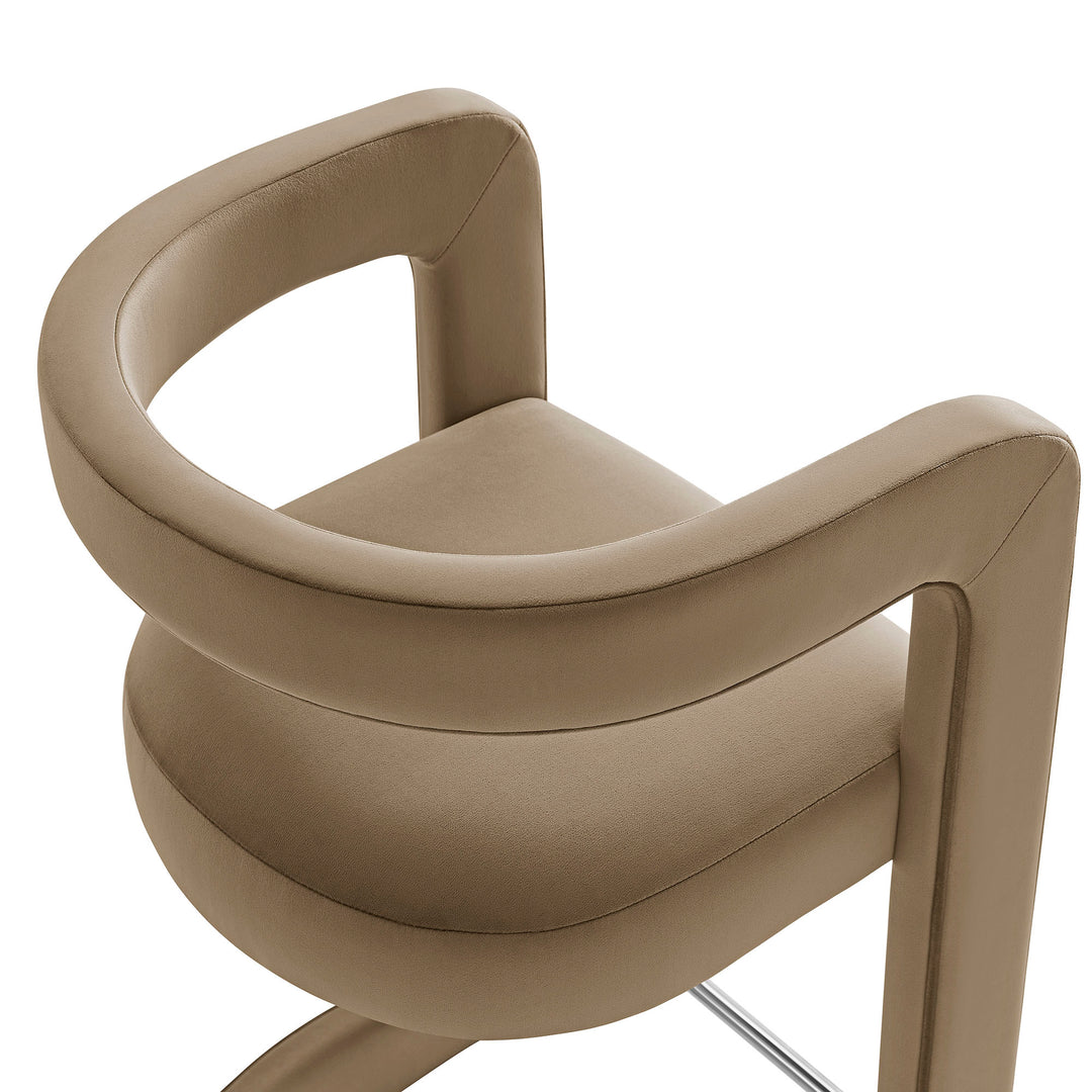 Winslow Performance Velvet Bar Stool Set of 2 in Taupe