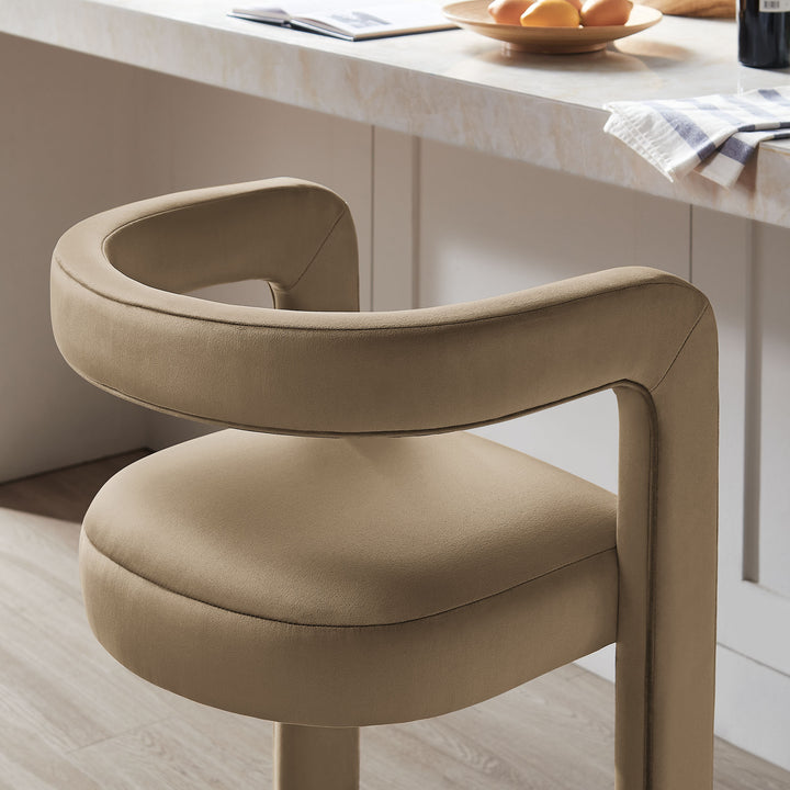 Winslow Performance Velvet Bar Stool Set of 2 in Taupe