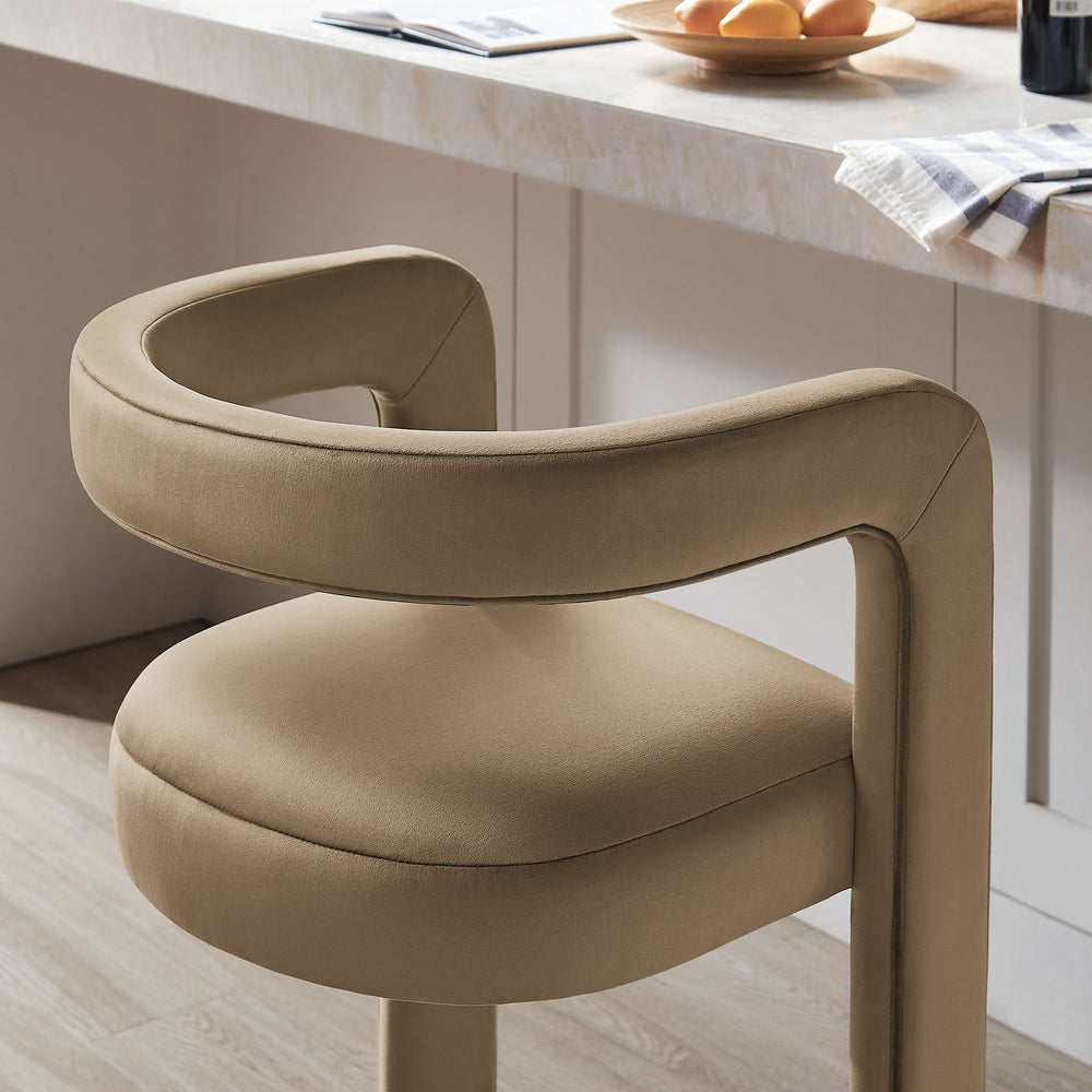 Winslow Performance Velvet Bar Stool Set of 2 in Taupe